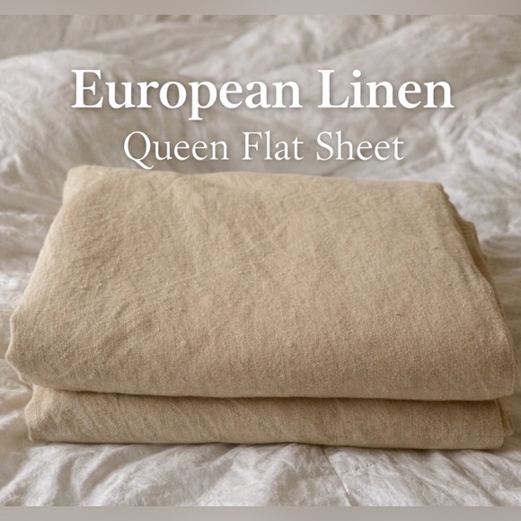 🌺 🛌 European Natural Linen Queen Long Flat Sheet 92” x 182” (hard to find!)